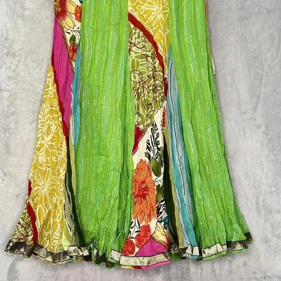 Anü Sz S Colorful Breezy Funky Lightweight‎ Floral Art-to-Wear Skirt Cotton Lux - Picture 9 of 16